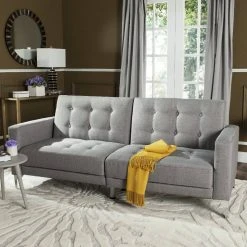 Soho Tufted Foldable Sofa Bed In Grey/Silver - Safavieh LVS2000B