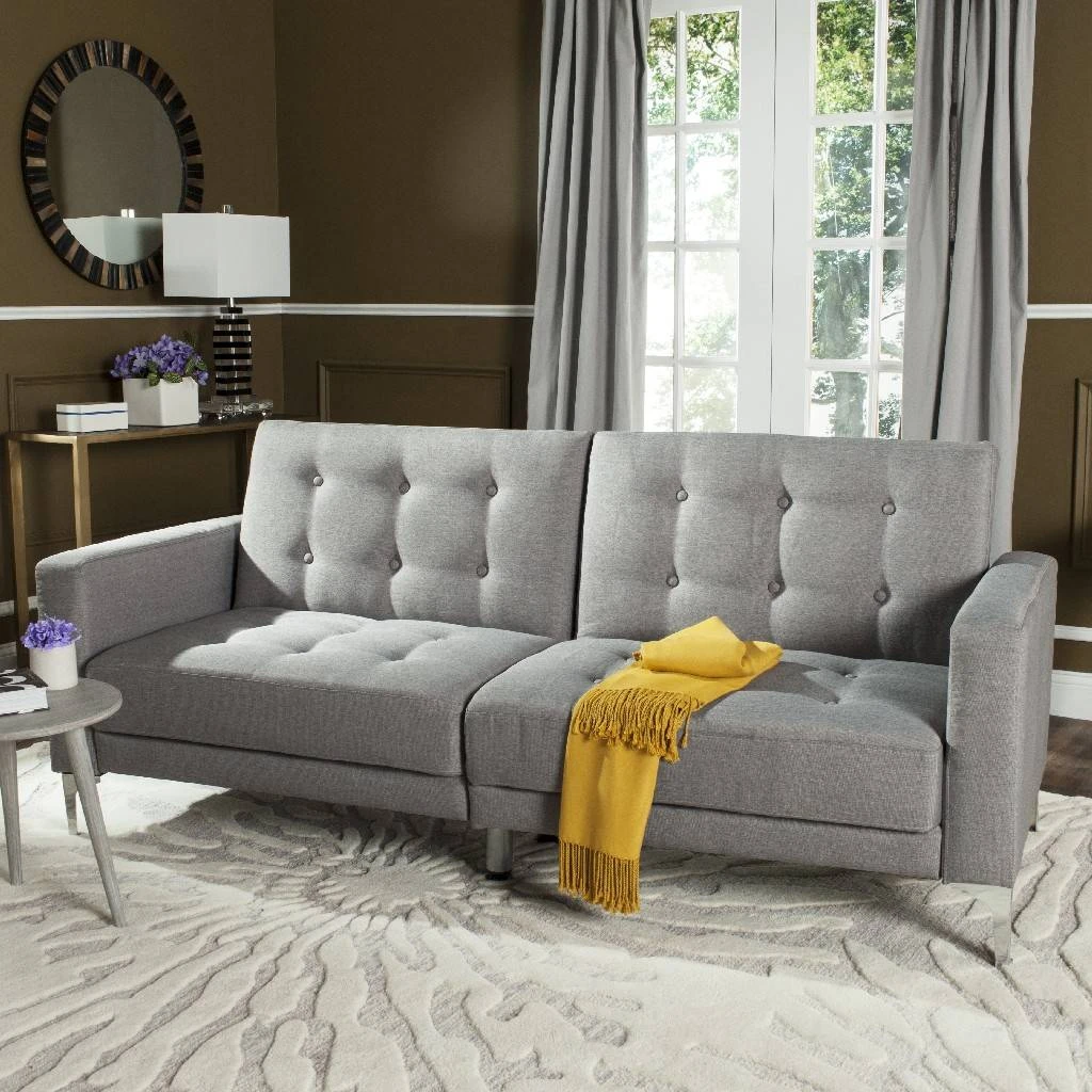 Soho Tufted Foldable Sofa Bed In Grey/Silver - Safavieh LVS2000B 3 Soho Tufted Foldable Sofa Bed In Grey/Silver - Safavieh LVS2000B