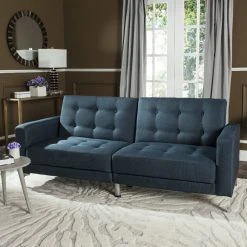 Soho Tufted Foldable Sofa Bed In Navy/Silver - Safavieh LVS2000C