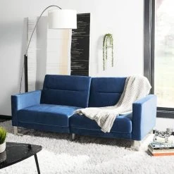 Tribeca Foldable Sofa Bed In Navy/Silver - Safavieh LVS2001C