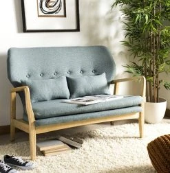 Ellaria Loveseat In Blue/Natural - Safavieh LVS9500B