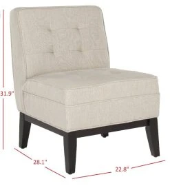 Angel Tufted Armless Club Chair In Off White - Safavieh MCR1000A