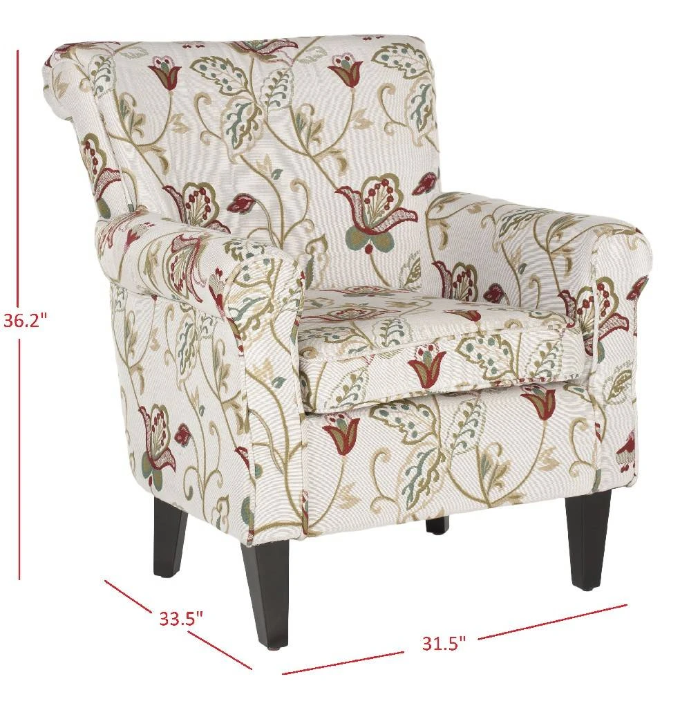 Hazina Club Chair In White/Red - Safavieh MCR1002A 3 Hazina Club Chair In White/Red - Safavieh MCR1002A