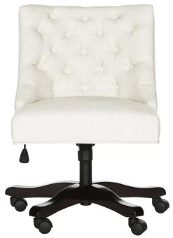 Soho Tufted Linen Swivel Desk Chair In Light Cream - Safavieh MCR1030A