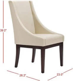 Crème Leather Sloping Armchair In Cream/Cherry Mahogany - Safavieh MCR4500A