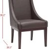 Brown Leather Sloping Armchair In Brown/Dark Cherry Finish - Safavieh MCR4500C -Safavieh Homeware 187 MCR4500C DIM1
