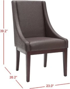 Brown Leather Sloping Armchair In Brown/Dark Cherry Finish - Safavieh MCR4500C