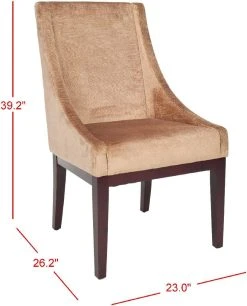 Velvet Sloping Arm Chair In Mink Brown/Cherry Mahogany - Safavieh MCR4500D