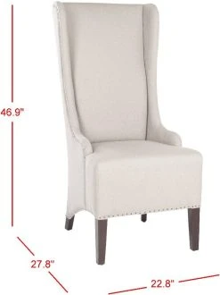 Becall 20''H Linen Dining Chair - Flat Nail Heads In Taupe/Cherry Mahogany - Safavieh MCR4501E