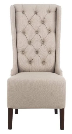 Becall 20''H Linen Dining Chair In Taupe/Cherry Mahogany - Safavieh MCR4501M