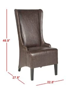 Becall 20''H Leather Dining Chair In Antique Brown/Espresso - Safavieh MCR4501N