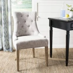 Becca 20''H Linen Dining Chair In Grey/White Washed - Safavieh MCR4502L