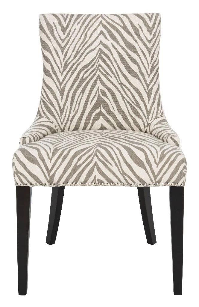 Becca 19''H Grey/White Zebra Dining Chair - Silver Nail Heads In Grey Zebra/Espresso - Safavieh MCR4502N 3 Becca 19''H Grey/White Zebra Dining Chair - Silver Nail Heads In Grey Zebra/Espresso - Safavieh MCR4502N