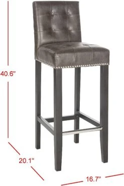 Thompson Bar Stool In Antique Brown/Espresso - Safavieh MCR4505F