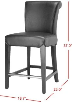 Seth Counter Stool In Black/Black - Safavieh MCR4509A