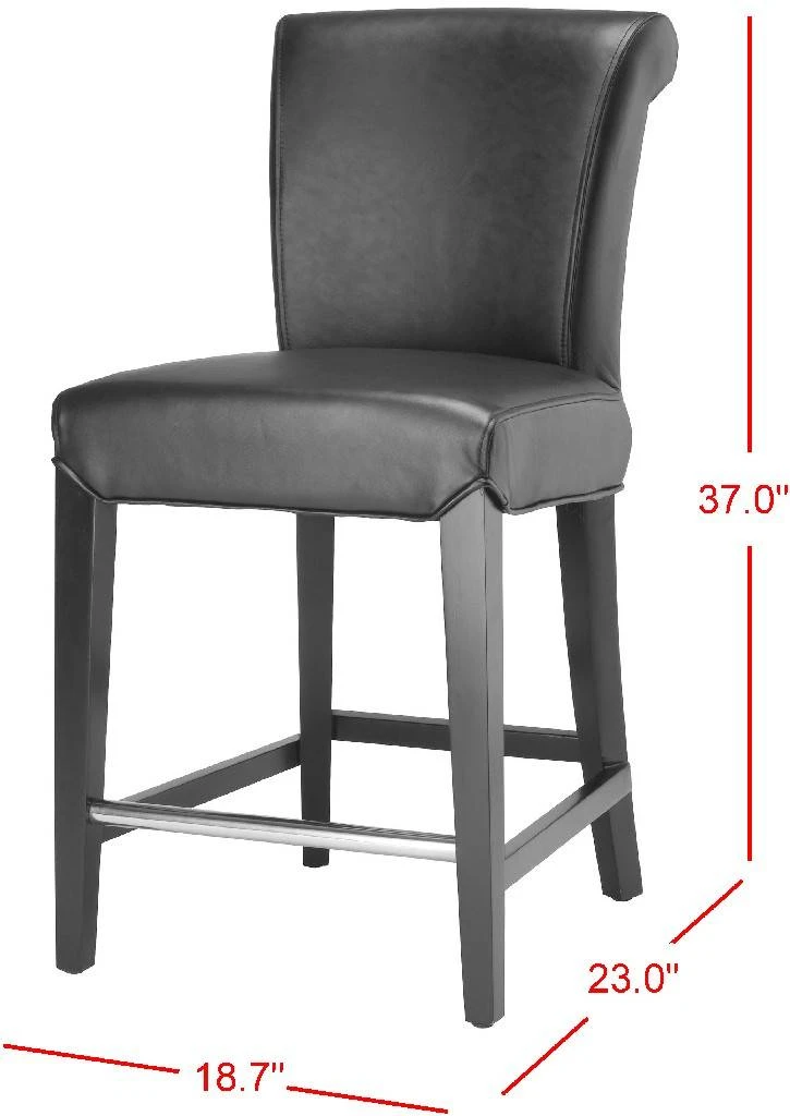 Seth Counter Stool In Black/Black - Safavieh MCR4509A 3 Seth Counter Stool In Black/Black - Safavieh MCR4509A