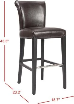 Seth Bar Stool In Brown/Black - Safavieh MCR4510B