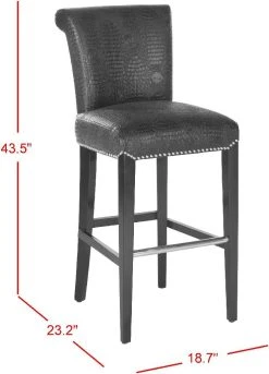 Seth Bar Stool In Black Crocodile/Black - Safavieh MCR4510E