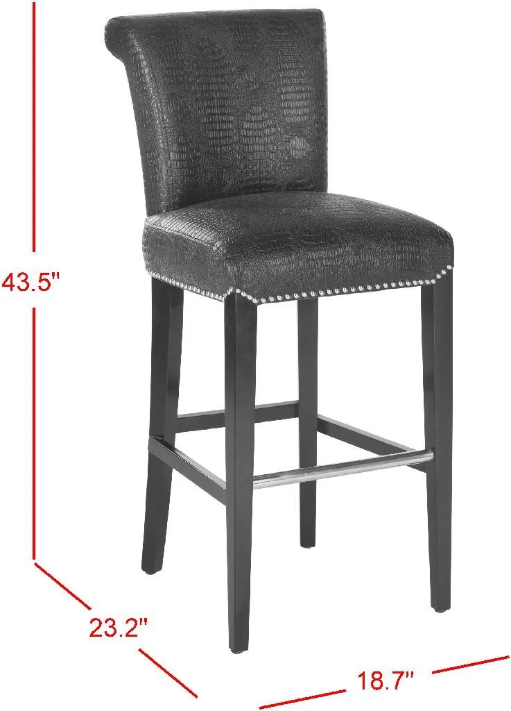 Seth Bar Stool In Black Crocodile/Black - Safavieh MCR4510E 3 Seth Bar Stool In Black Crocodile/Black - Safavieh MCR4510E