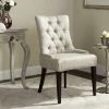 Amanda 19''H Linen Tufted Chair - Nickel Nail Heads In Antique Gold/Espresso - Safavieh MCR4515D