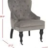 Falcon Tufted Arm Chair W/ Silver Nail Heads In Mushroom Taupe/Java - Safavieh MCR4544D -Safavieh Homeware 187 MCR4544D DIM1