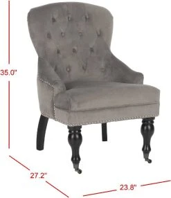 Falcon Tufted Arm Chair W/ Silver Nail Heads In Mushroom Taupe/Java - Safavieh MCR4544D