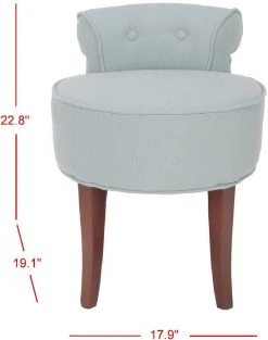 Georgia Vanity Stool In Silver Blue/Cherry Mahogany - Safavieh MCR4546B