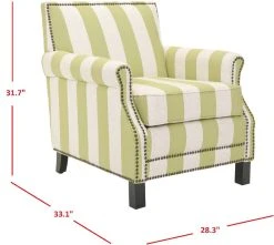 Easton Club Chair W/ Stripes - Brass Nail Heads In Multi Stripe/Espresso - Safavieh MCR4572C
