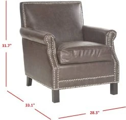 Easton Club Chair - Silver Nail Heads In Antique Brown/Espresso - Safavieh MCR4572E