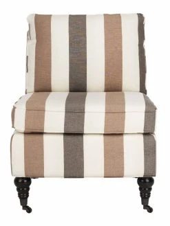 Randy Slipper Chair In Multi Stripe/Espresso - Safavieh MCR4584C