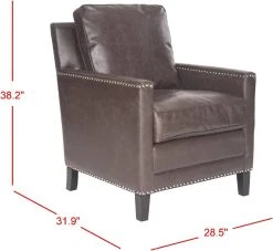 Buckler Club Chair - Silver Nail Heads In Antique Brown/Espresso - Safavieh MCR4613C