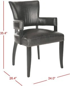 Desa 21''H Arm Chair - Brass Nail Heads In Antique Brown/Black - Safavieh MCR4691A