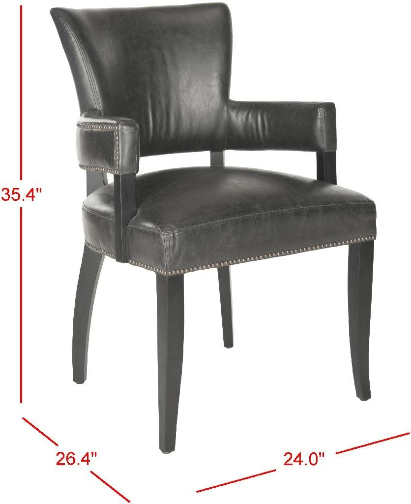 Desa 21''H Arm Chair - Brass Nail Heads In Antique Brown/Black - Safavieh MCR4691A