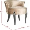 Mora French Leg Linen Vanity Chair In Mink Brown/Black - Safavieh MCR4692C -Safavieh Homeware 187 MCR4692C DIM1