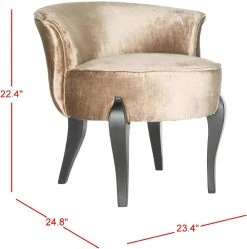 Mora French Leg Linen Vanity Chair In Mink Brown/Black - Safavieh MCR4692C