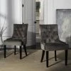 Abby 19''H Tufted Side Chairs - Silver Nail Heads In Mole Grey/Espresso (Set Of 2) - Safavieh MCR4701F-SET2 -Safavieh Homeware 187 MCR4701F SET2 ROOM