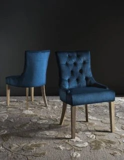 Abby 19''H Tufted Side Chairs In Navy/White Wash (Set Of 2) - Safavieh MCR4701Q-SET2
