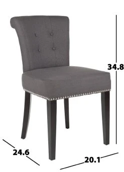 Sinclair 21''H Ring Chair - Silver Nail Heads In Charcoal/Espresso (Set Of 2) - Safavieh MCR4705A-SET2