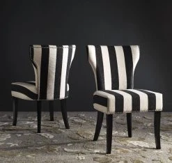 Jappic 22''H Kd Side Chairs In Black/Ivory/Espresso (Set Of 2) - Safavieh MCR4706F-SET2