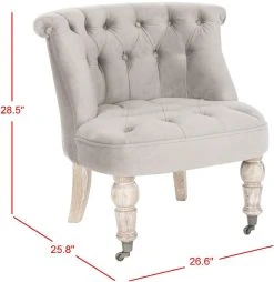Carlin Tufted Chair In Mushroom Taupe/White Wash - Safavieh MCR4711C