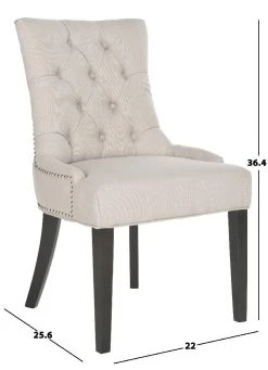 Harlow 19''H Tufted Ring Chair - Silver Nail Heads In Taupe/Espresso (Set Of 2) - Safavieh MCR4716A-SET2