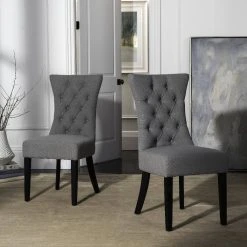 Gretchen 21''H Tufted Side Chair In Granite/Black (Set Of 2) - Safavieh MCR4719B-SET2