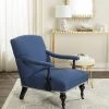 Devona Arm Chair - Silver Nail Heads In Steel Blue/Black - Safavieh MCR4731A