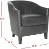 Evander Club Chair - Brass Nail Heads In Antique Black/Black - Safavieh MCR4732A -Safavieh Homeware 187 MCR4732A DIM1