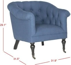 Nicolas Tufted Club Chair In Steel Blue/Black - Safavieh MCR4740A