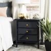 Mina Modern Coastal 3 Drawer 25" H Bamboo Nightstand In Navy - Safavieh NST3500A