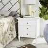 Mina Modern Coastal 3 Drawer 25" H Bamboo Nightstand In White - Safavieh NST3500B -Safavieh Homeware 187 NST3500B ROOM