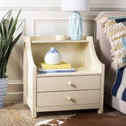 Ellie 2 Drawer Nightstand In White - Safavieh NST5000A