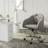 Amy Tufted Linen Chrome Leg Swivel Office Chair In Grey/Chrome - Safavieh OCH4500A