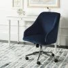 Adrienne Velvet Chrome Leg Swivel Office Chair In Navy/Chrome - Safavieh OCH4501B -Safavieh Homeware 187 OCH4501B ROOM